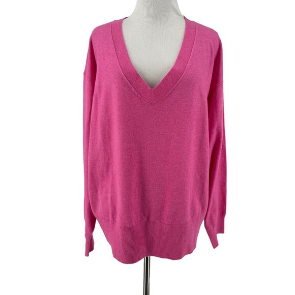 A New Day Women's Pink V-Neck Long Sleeve Pullover Sweater Size XL NEW - Picture 1 of 3